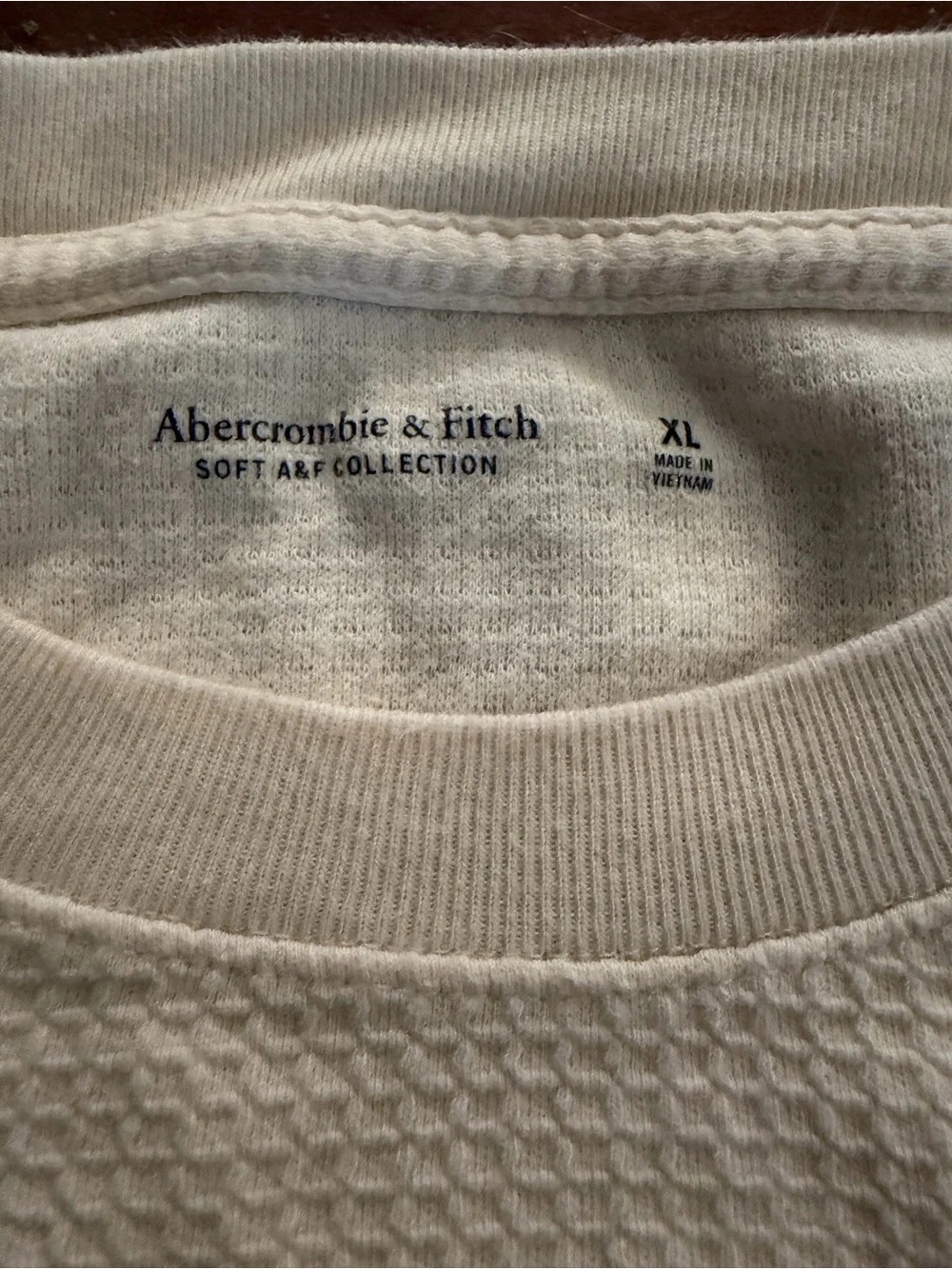 Abercrombie & Fitch Men's Cream Waffle Crewneck Shirt